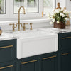 Reversible Fireclay Kitchen Sinks With Grid: Three Edge Frame, Plain Front Apron