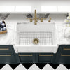 Reversible Fireclay Kitchen Sinks With Grid: Three Edge Frame, Plain Front Apron (Coming Soon)