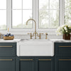 Reversible Fireclay Kitchen Sinks With Grid: Three Edge Frame, Plain Front Apron