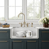 Reversible Fireclay Kitchen Sinks With Grid: Three Edge Frame, Plain Front Apron