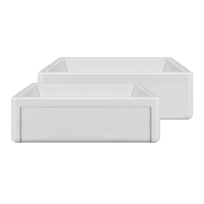 Reversible Fireclay Kitchen Sinks With Grid: Three Edge Frame, Plain Front Apron