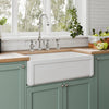 Reversible Fireclay Kitchen Sinks With Grid: Three Edge Frame, Plain Front Apron