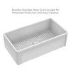 Reversible Fireclay Kitchen Sinks With Grid: Three Edge Frame, Plain Front Apron