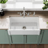 Reversible Fireclay Kitchen Sinks With Grid: Three Edge Frame, Plain Front Apron (Coming Soon)