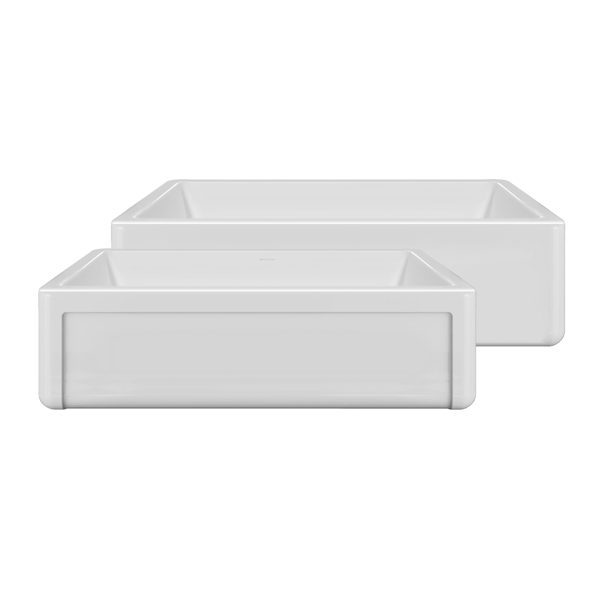 Reversible Fireclay Kitchen Sinks With Grid: Three Edge Frame, Plain Front Apron