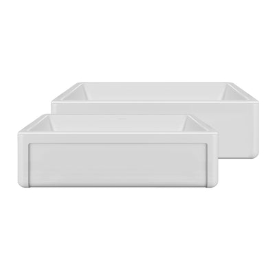 Reversible Fireclay Kitchen Sinks With Grid: Three Edge Frame, Plain Front Apron (Coming Soon)