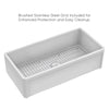 Reversible Fireclay Kitchen Sinks With Grid: Three Edge Frame, Plain Front Apron