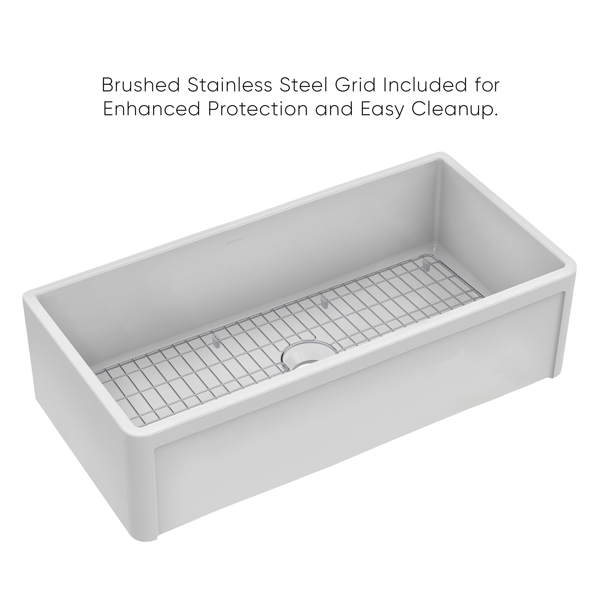 Reversible Fireclay Kitchen Sinks With Grid: Three Edge Frame, Plain Front Apron