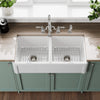 Reversible Fireclay Kitchen Sinks With Grid: Three Edge Frame, Plain Front Apron (Coming Soon)