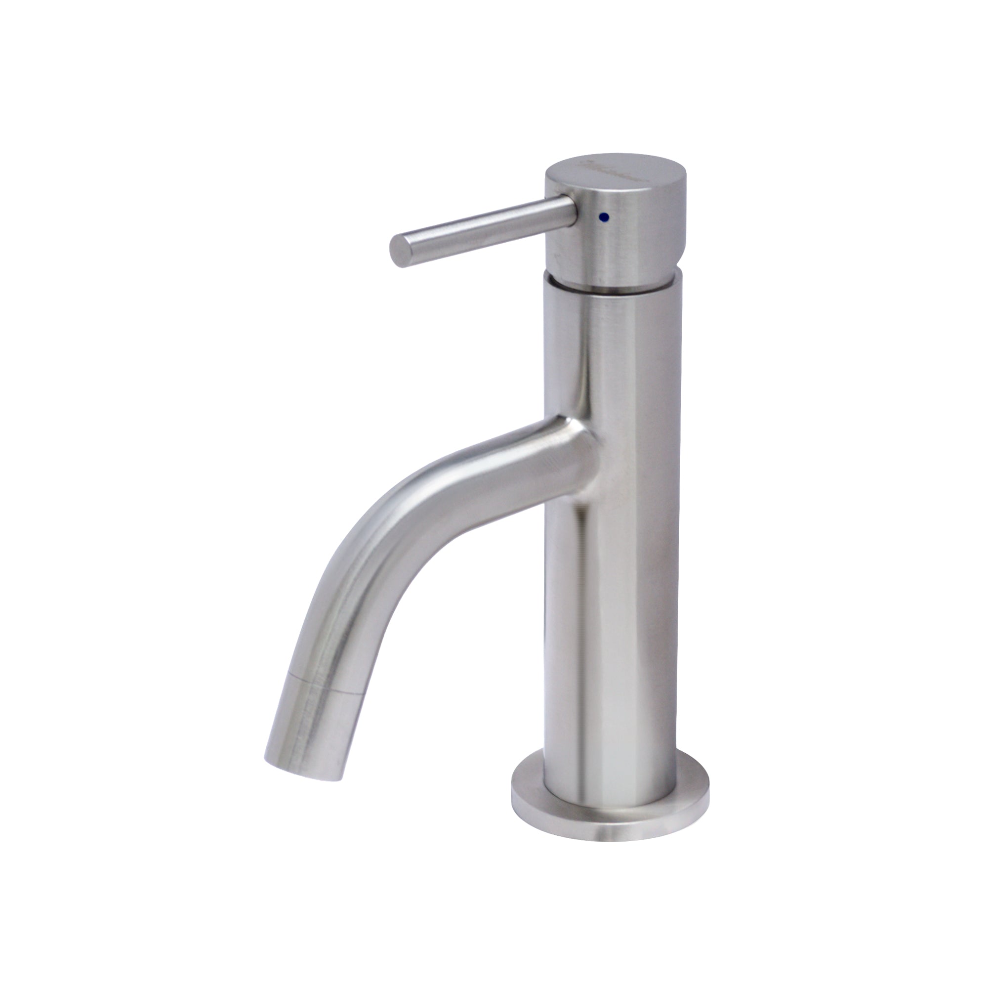 Solid stainless steel, single lever, single-hole small lavatory faucet with pop-up drain
