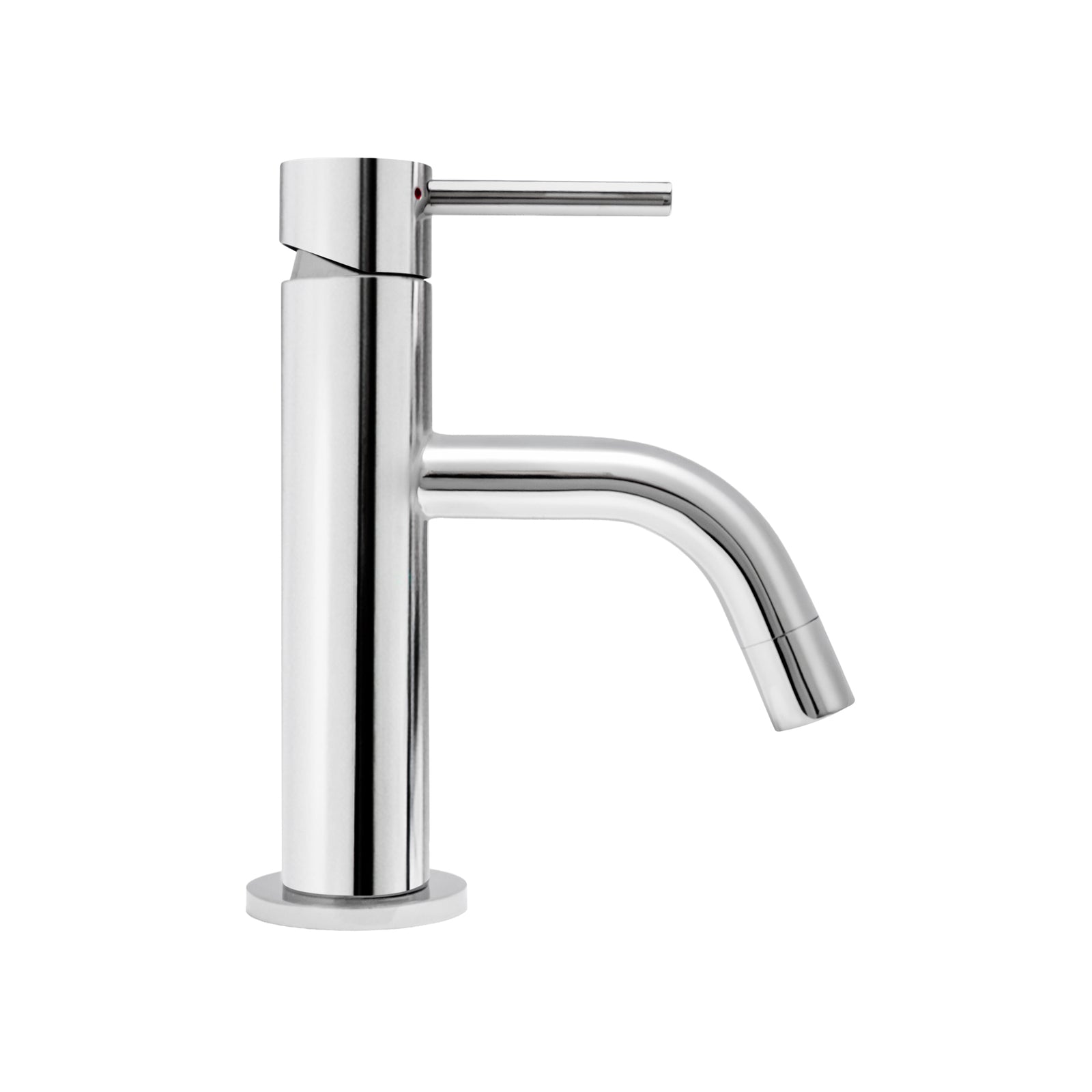 Solid stainless steel, single lever, single-hole small lavatory faucet with pop-up drain