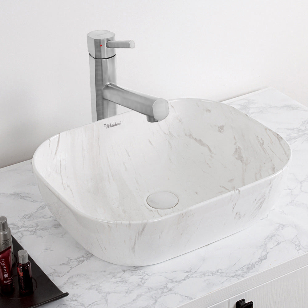 Waterhaus Lead-Free Solid Stainless Steel Single lever Elevated Lavatory Faucet