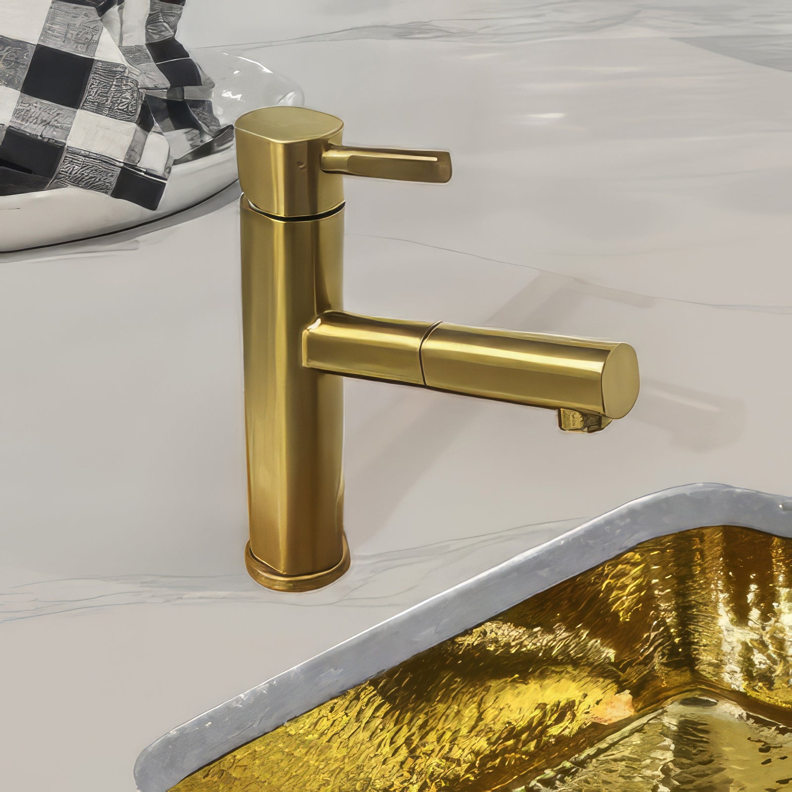 Stainless Steel Single Lever Kitchen Faucet with Pull-out Head and Stream Mode