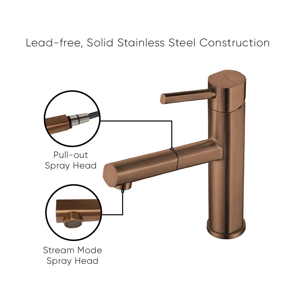 Stainless Steel Single Lever Kitchen Faucet with Pull-out Head and Stream Mode