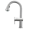 Lead Free, Solid Stainless Steel Single-Hole Faucet with Gooseneck Swivel Spout and Pull Down Spray Head