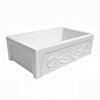 33" reversible single bowl fireclay kitchen sink: Roman vine, beveled front apron