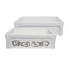 33" reversible single bowl fireclay kitchen sink: Roman vine, beveled front apron