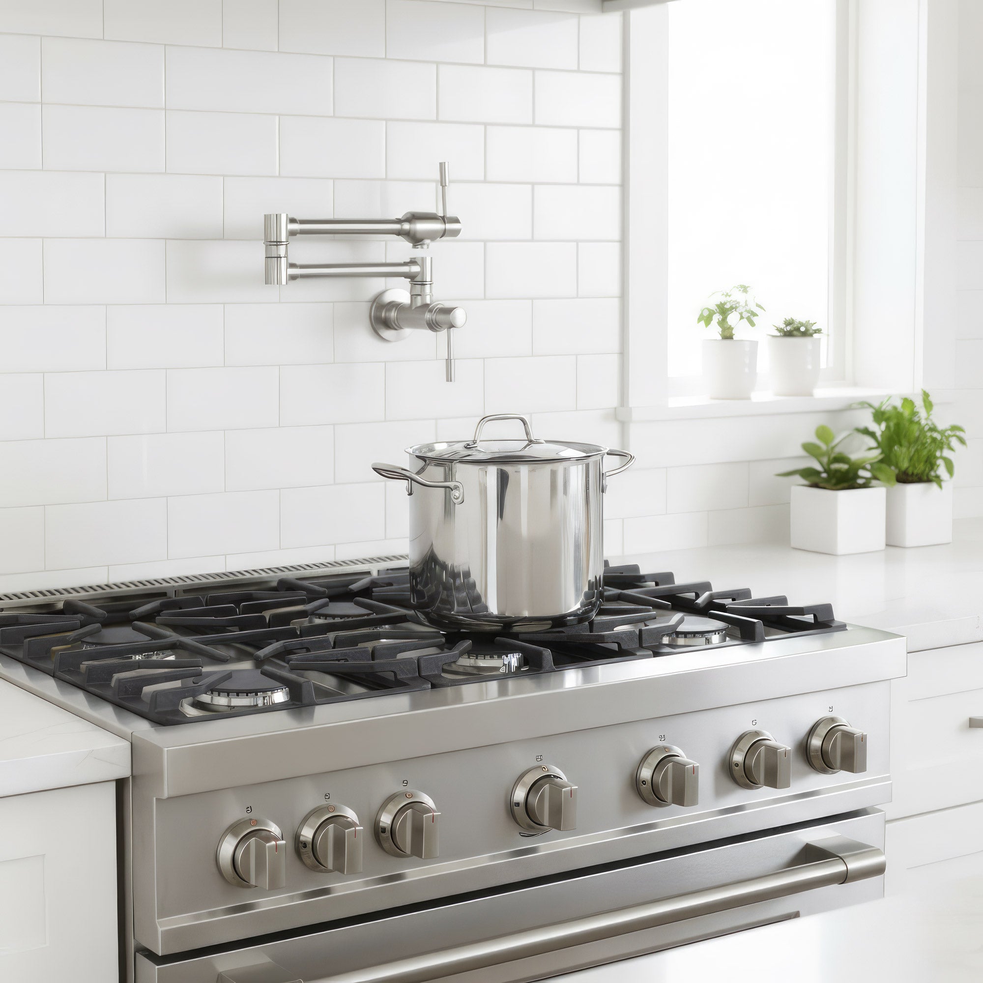 Lead Free, Solid Stainless Steel Wall Mount Pot Filler