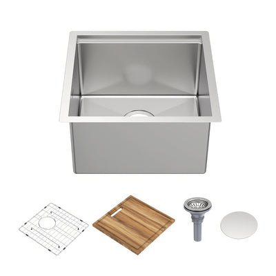 COMING SOON-Undermount Single Bowl 16 Gauge Brushed Stainless Steel Workstation Sink With Accessories