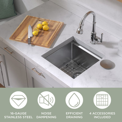 COMING SOON-Undermount Single Bowl 16 Gauge Brushed Stainless Steel Workstation Sink With Accessories