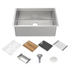 COMING SOON-Undermount Single Bowl 16 Gauge Brushed Stainless Steel Workstation Sink With Accessories