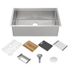 COMING SOON-Undermount Single Bowl 16 Gauge Brushed Stainless Steel Workstation Sink With Accessories