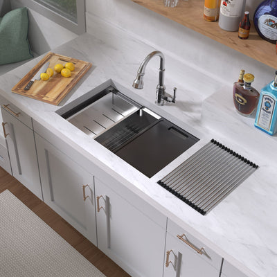 COMING SOON-Undermount Single Bowl 16 Gauge Brushed Stainless Steel Workstation Sink With Accessories