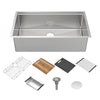 COMING SOON-Undermount Single Bowl 16 Gauge Brushed Stainless Steel Workstation Sink With Accessories