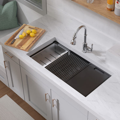 COMING SOON-Undermount Single Bowl 16 Gauge Brushed Stainless Steel Workstation Sink With Accessories