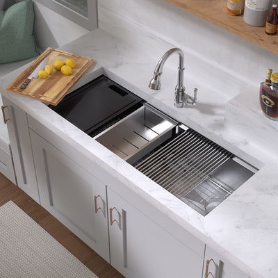 COMING SOON-Undermount Single Bowl 16 Gauge Brushed Stainless Steel Workstation Sink With Accessories