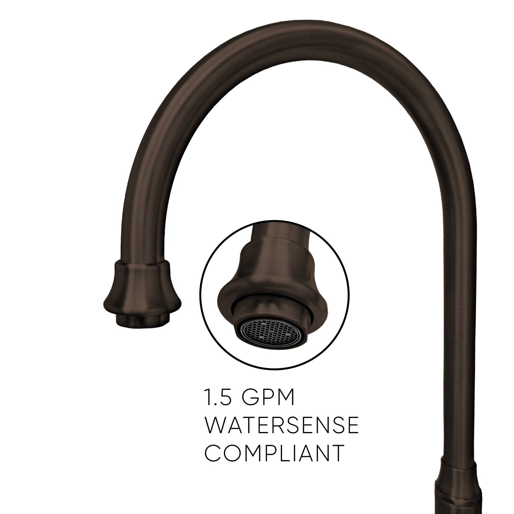 Bridge Faucet with Gooseneck Swivel Spout, Cross Handles and Bridge Faucet with Gooseneck Swivel Spout, Cross Handles and