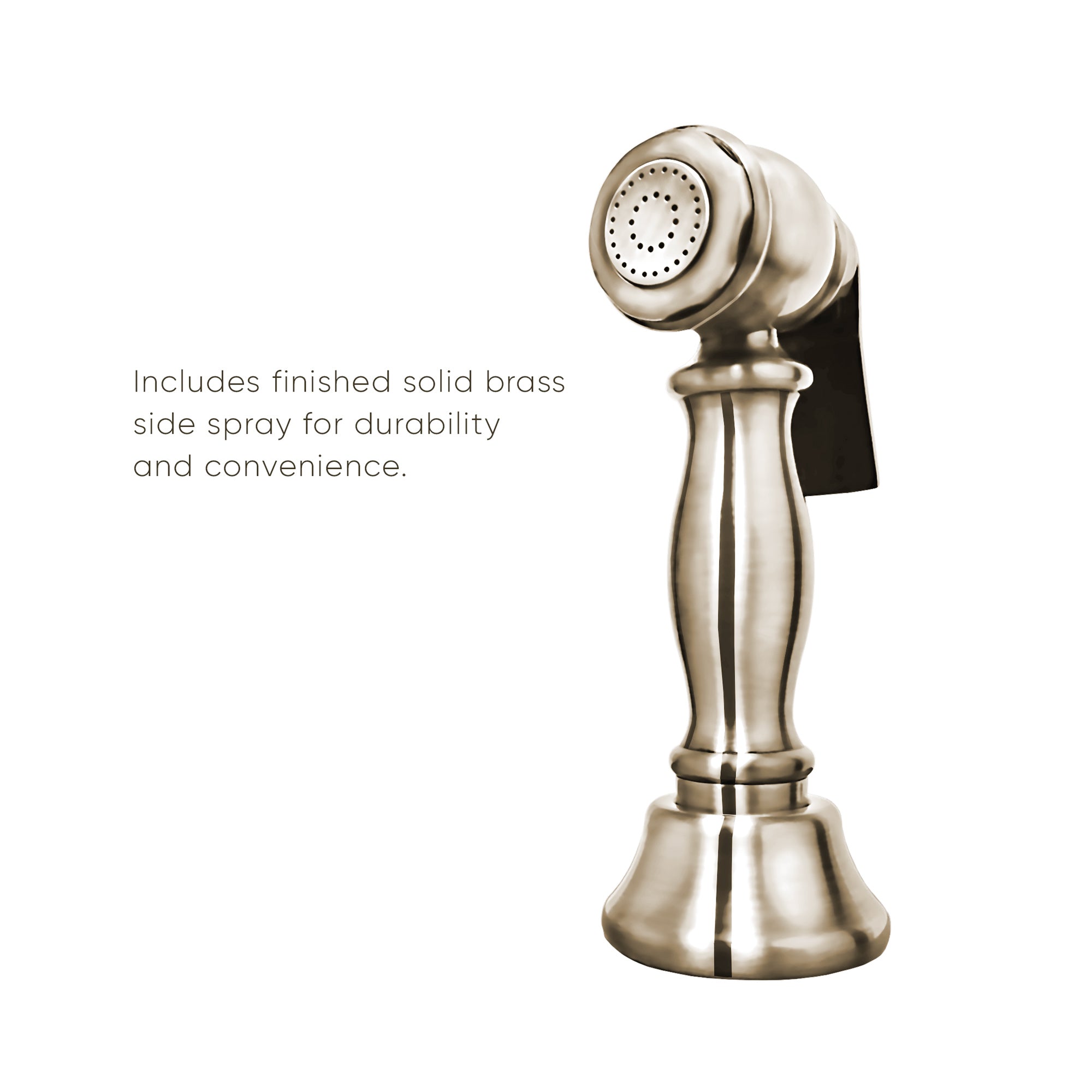 Bridge Faucet with Long Traditional Swivel Spout, Lever Handles and Solid Brass Side Spray