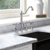 Bridge Faucet with Long Traditional Swivel Spout, Lever Handles and Solid Brass Side Spray