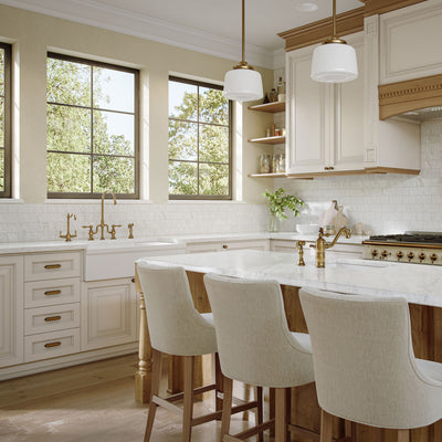 Bridge Faucet with Gooseneck Swivel Spout, Lever Handles and Solid Brass Side Spray