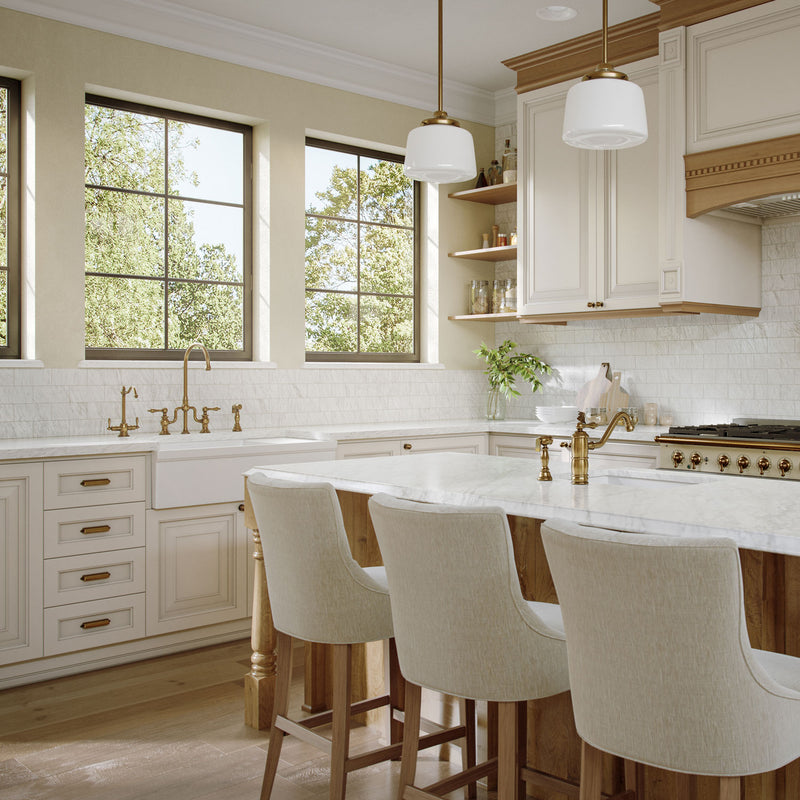 Bridge Faucet with Gooseneck Swivel Spout, Lever Handles and Solid Brass Side Spray