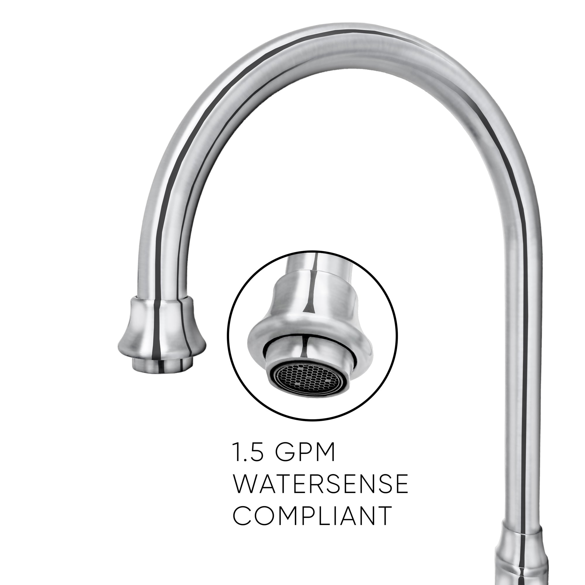 Bridge Faucet with Gooseneck Swivel Spout, Lever Handles and Solid Brass Side Spray