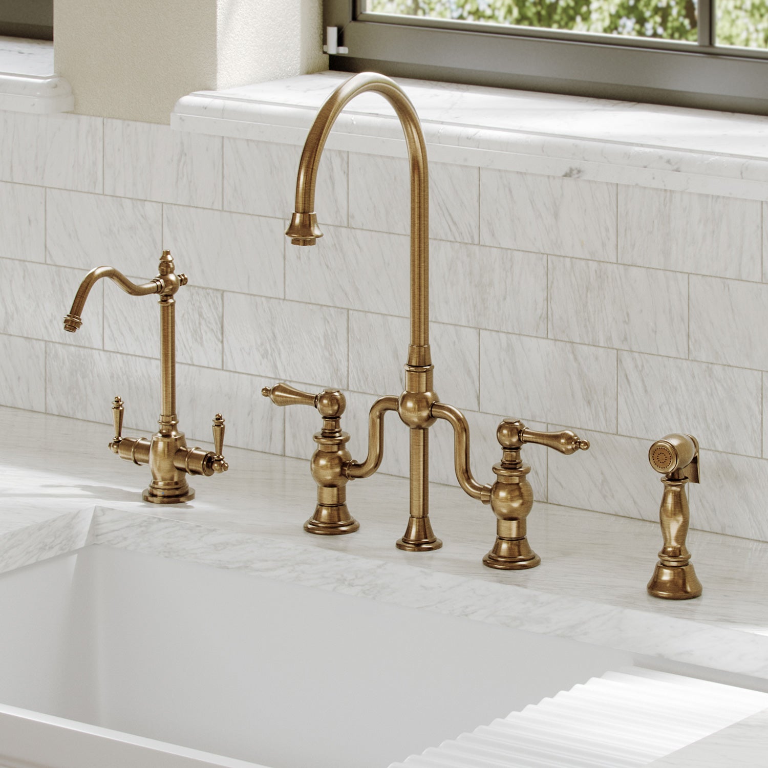 Unlacquered Brass Antique Kitchen Faucet With Long Legs -  Canada