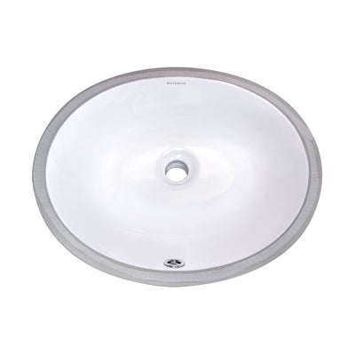 Oval undermount basin with overflow and rear center drain location