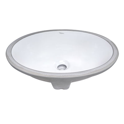 Oval undermount basin with overflow and rear center drain location