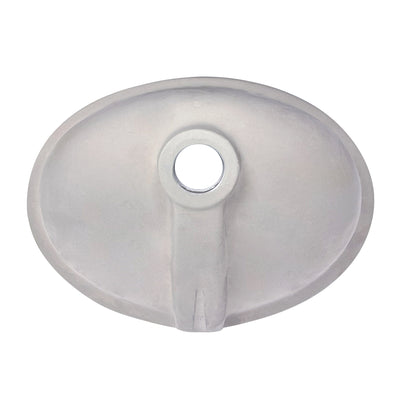 Oval undermount basin with overflow and rear center drain location