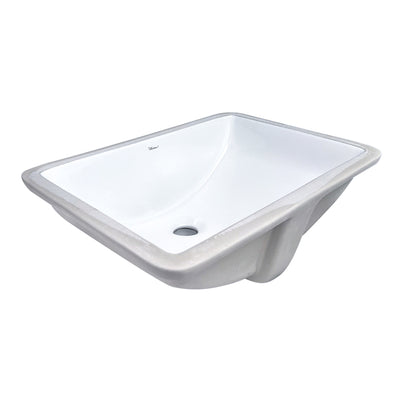 Rectangular undermount basin with overflow and rear center drain location