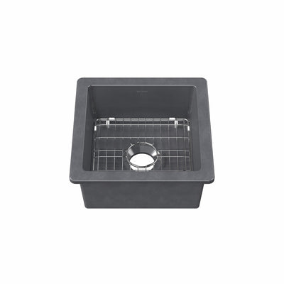 Undermount/drop-in single bowl fireclay kitchen sinks, stainless steel grid included