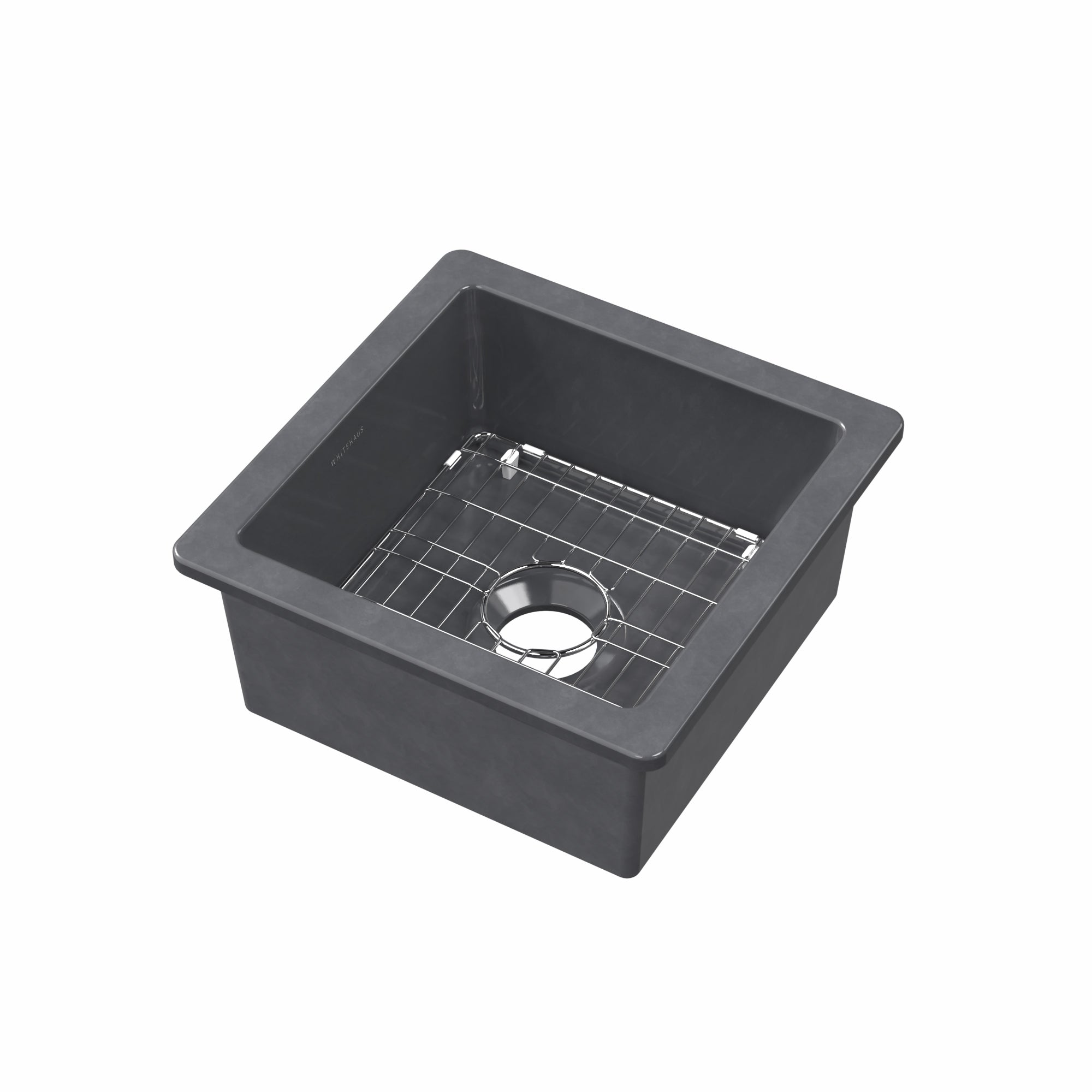 Undermount/drop-in single bowl fireclay kitchen sinks, stainless steel grid included