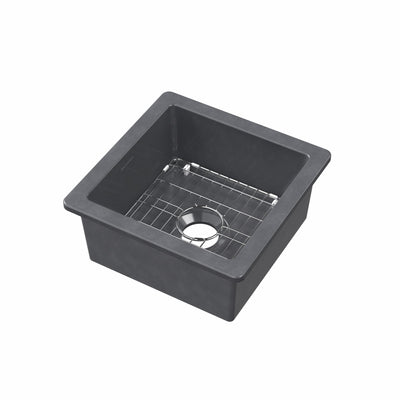Undermount/drop-in single bowl fireclay kitchen sinks, stainless steel grid included