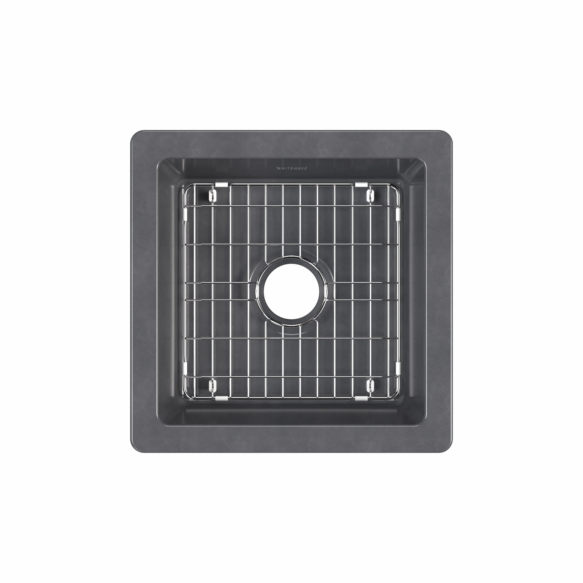 Undermount/drop-in single bowl fireclay kitchen sinks, stainless steel grid included