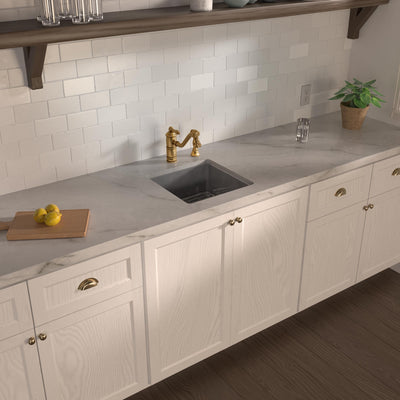 Undermount/drop-in single bowl fireclay kitchen sinks, stainless steel grid included