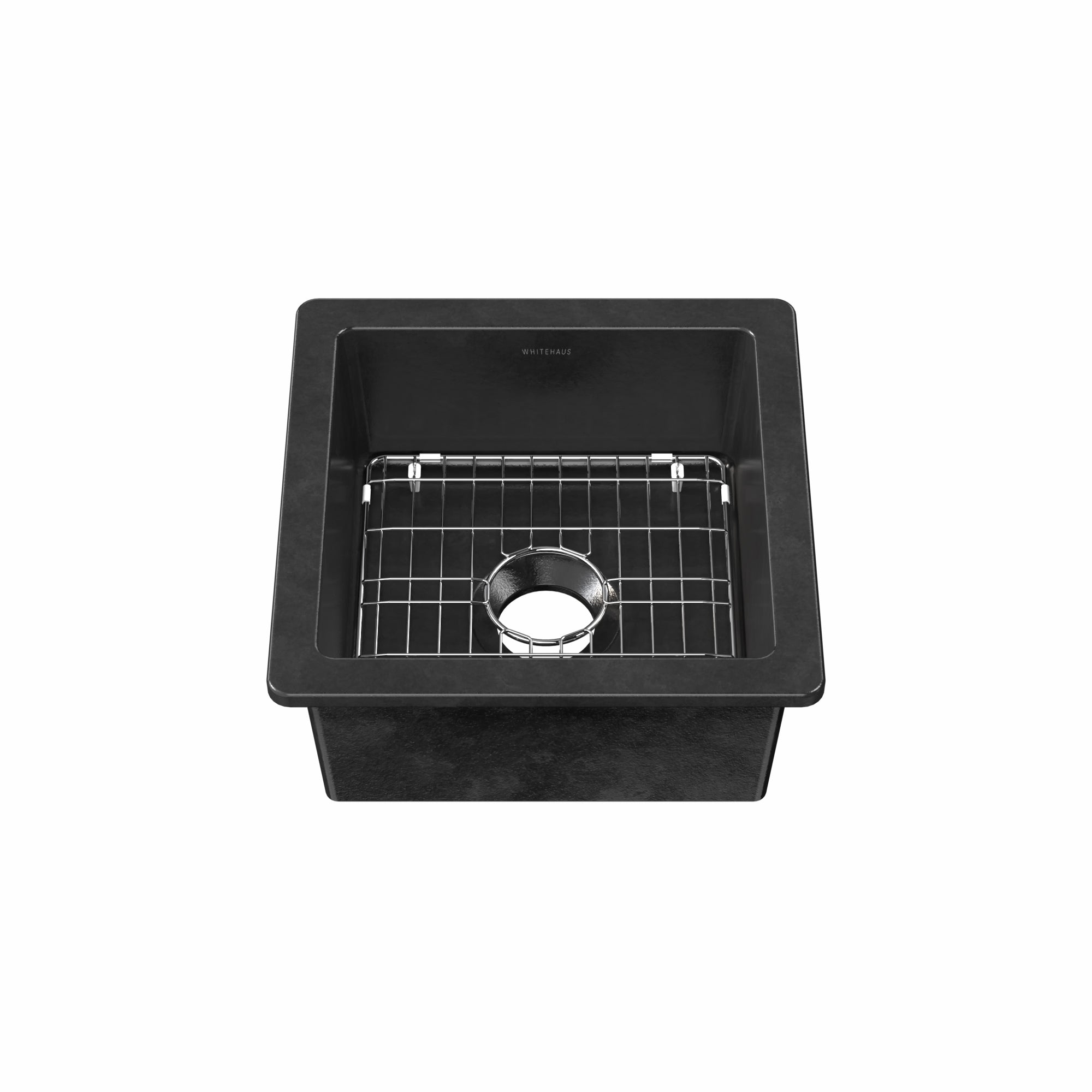 Undermount/drop-in single bowl fireclay kitchen sinks, stainless steel grid included