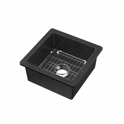 Undermount/drop-in single bowl fireclay kitchen sinks, stainless steel grid included