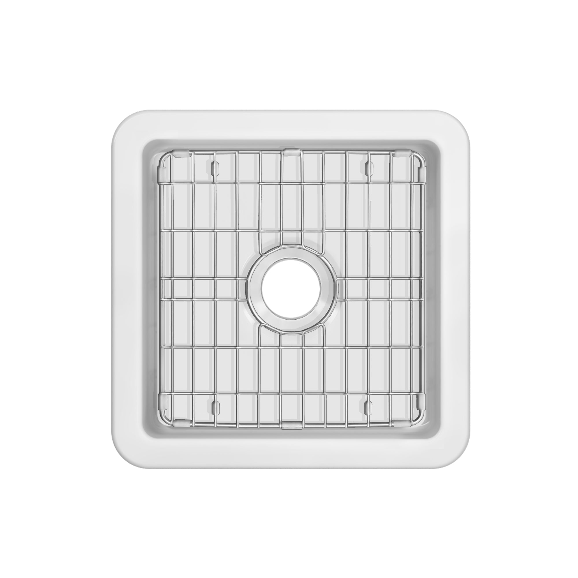 Undermount/drop-in single bowl fireclay kitchen sinks, stainless steel grid included