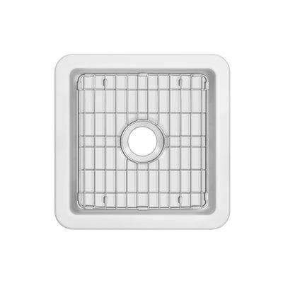 Undermount/drop-in single bowl fireclay kitchen sinks, stainless steel grid included